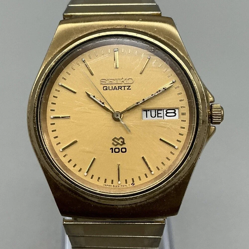 Vintage Seiko Mens Watch 35mm Two Tone 8123-7059 Day Date New Battery